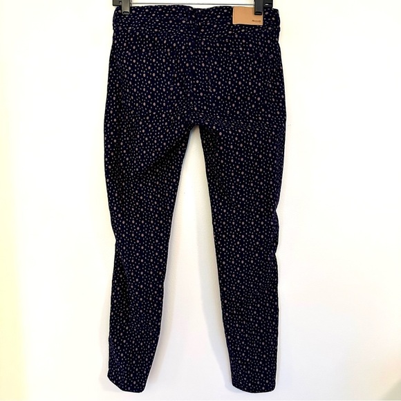 Madewell Skinny Corduroy Stretchy Jeans Navy and Beige Polkadot Size 25 - Picture 5 of 13